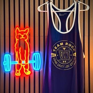 Under Armour Project Rock Performance Tank with Team Rock Logo Navy White